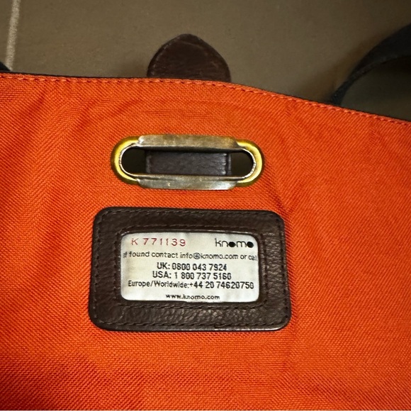 KNOMO LONDON TROON Slim Messenger Laptop Bag Brown Canvas Leather Satchel - Picture 7 of 17